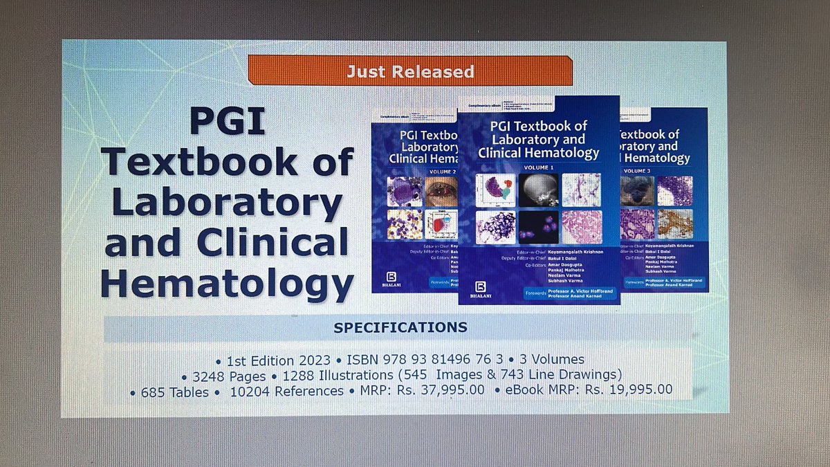 Proud moment for PGI! 108 PGI Chd alumni unite to craft a ground breaking three volume PGI Textbook of Laboratory and Clinical Hematology. It boasts 208 chapters and a whooping 3248 pages, showing their expertise and commitment to advancing Hematology. #PGI Textbook #Hematology