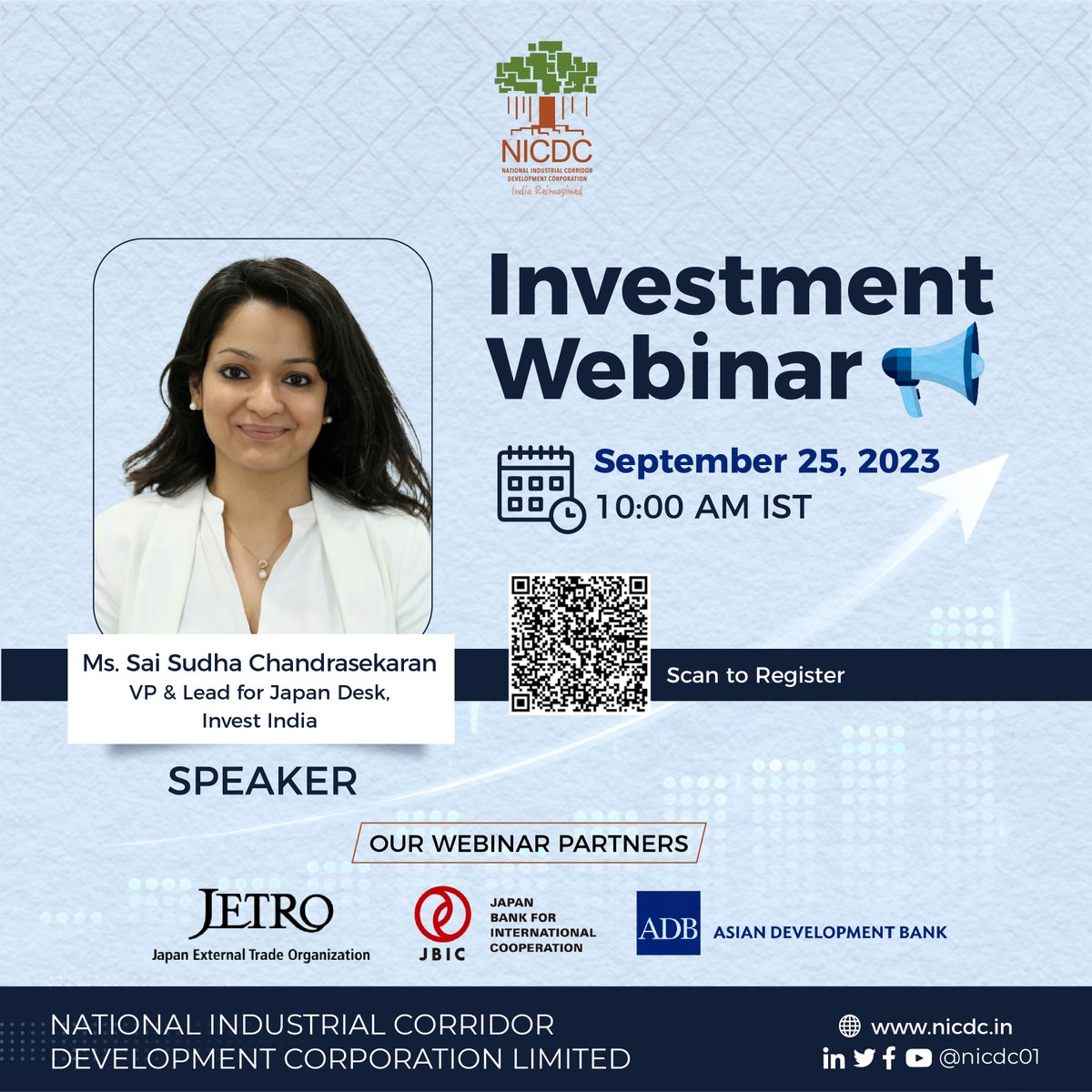 #InvestSmartWebinar #WalktheTalk

Exciting News! Join us for an in-depth exploration of investment prospects in the country with our esteemed speaker, Ms. <a href="/saisudhac/">Sai Sudha</a>, VP &amp; Lead for Japan Desk at <a href="/investindia/">Invest India</a>.