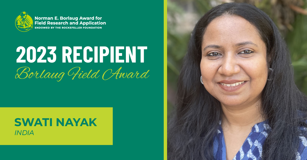 🌟 Celebrating Ag Innovation!  🌾 <a href="/nayak_swati/">Dr. Swati Nayak</a>, 2023 Norman Borlaug Award recipient, recognized by <a href="/WorldFoodPrize/">World Food Prize Foundation</a> for revolutionizing rice seed systems, bolstering global food security.
🏆  on.cgiar.org/46e7d55 

 <a href="/irri/">IRRI 🌾</a>🌎 #FoodPrize23 #BFA23