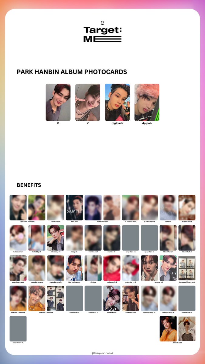 EVNNE album photocard / benefits Keita Park Hanbin Lee Jeonghyeon