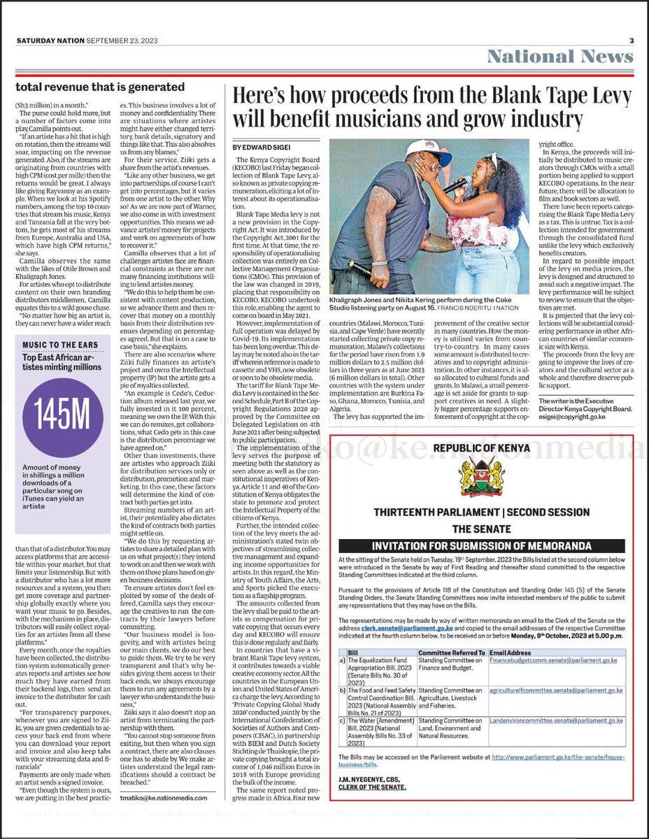 🎶 Music's Power in East Africa 🌍 Exciting to see Camilla Owora, Ziiki Media's Regional Manager for East Africa, sharing insights on the profound impact of music and the music industry in the Saturday Nation! 📰🔥 #mziikifamily #EastAfricanMusic