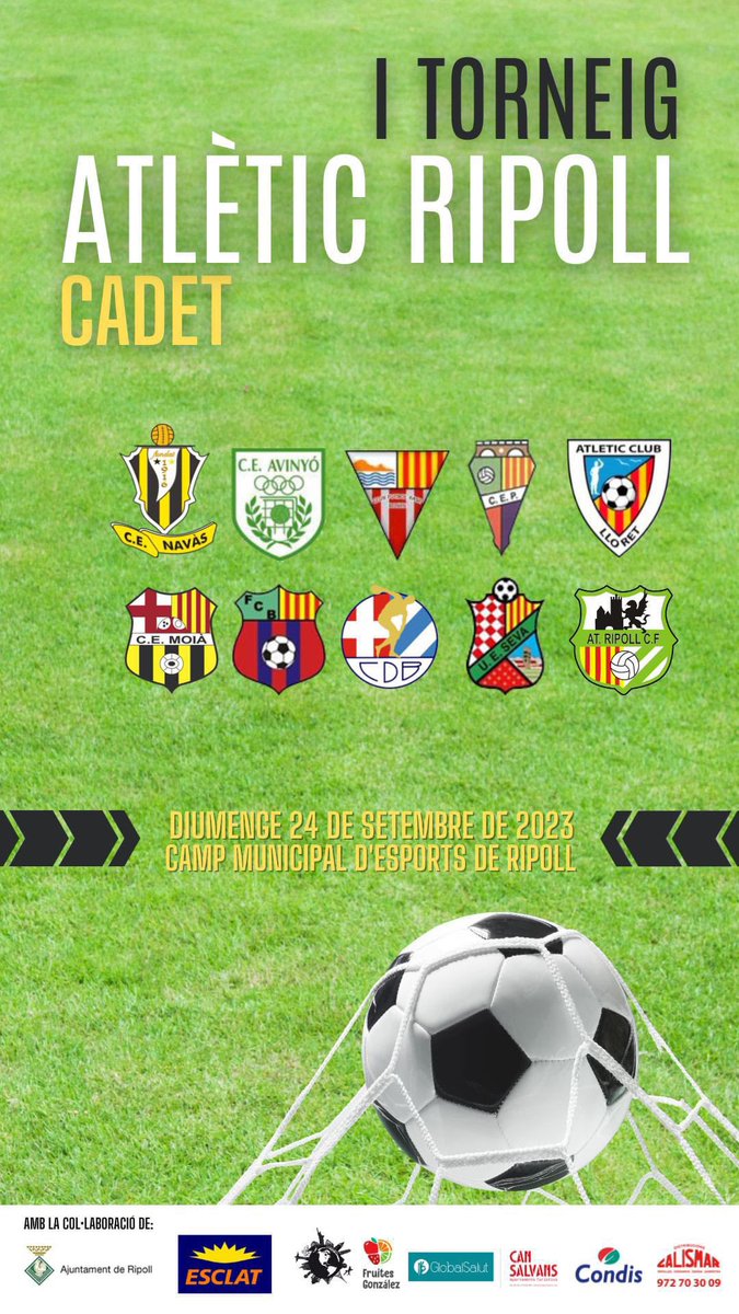 Aj_Ripoll's tweet photo. ⚽️🏆 Aquest diumenge, 24 de setembre, més futbol femení al camp municipal d'esports amb la disputa del torneig organitzat per l'@AtleticRipoll, en aquest cas de la categoria Cadet i amb un munt d'equips: https://t.co/vZZy0YHRhD
