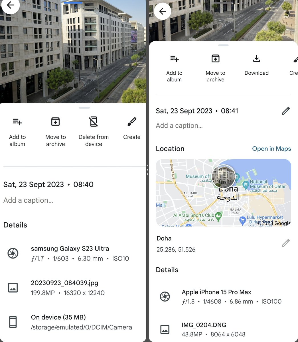 Why anyone would say #iPhone15ProMax 48MP > #GalaxyS23Ultra 200MP is beyond my comprehension.
It is simply not true. Look at the difference yourself.