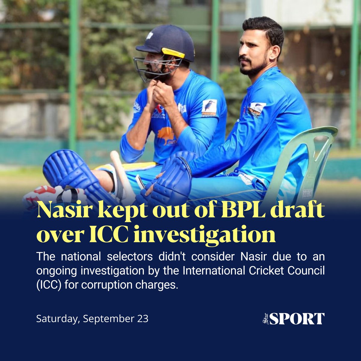 dailystarnews's tweet image. All-rounder #NasirHossain has been #excluded from the #players' #draftlist as Bangladesh Premier League (#BPL) governing council named 203 local players for auction, scheduled to be held at a city hotel in Dhaka tomorrow.
Read more: tinyurl.com/24e56syf
From The Daily Star