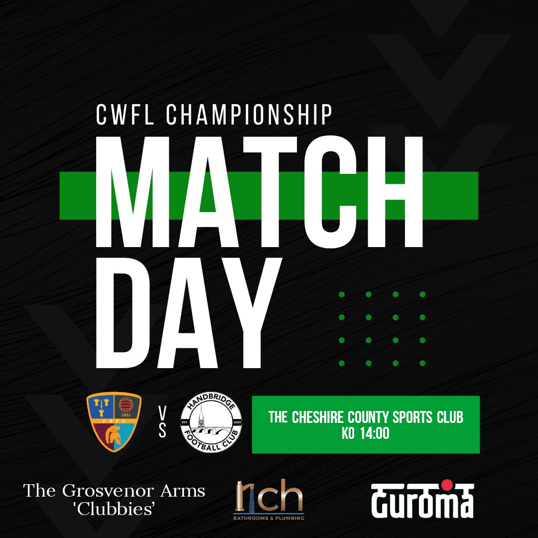 HandbridgeFC (@handbridgefc) on Twitter photo ⚽️ MATCHDAY ⚽️
🆚️ <a href="/CestrianAlexFC/">Cestrian Alexandra</a>
📍 <a href="/CheshireThe/">The Cheshire</a>
🕑 14:00
🗓 23rd September 2023
#UPTHEBRIDGE 💚🖤💚🖤 ⚽️ MATCHDAY ⚽️
🆚️ <a href="/CestrianAlexFC/">Cestrian Alexandra</a>
📍 <a href="/CheshireThe/">The Cheshire</a>
🕑 14:00
🗓 23rd September 2023
#UPTHEBRIDGE 💚🖤💚🖤