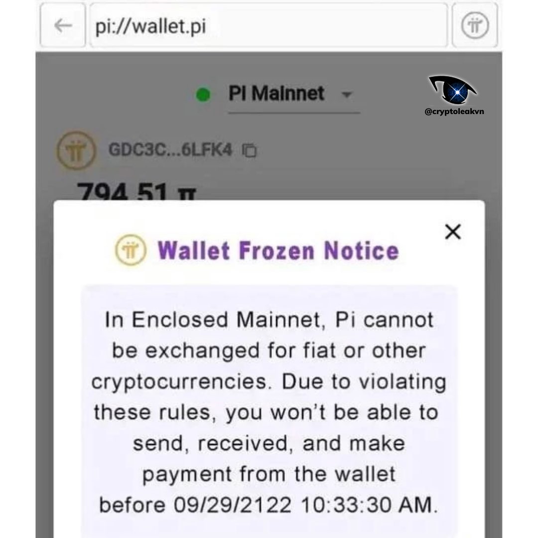 picoreteam10's tweet photo. This is a Pi wallet locked for 100 years due to a violation of Pi Core Team's policies. So please don’t purchase or sell without open main net.  #PiNetwork #PiPayment #PiKYC #Pioneers #Picoins #Picommunity #Pimining #PiCoreTeam #pi #pinetwork #piopenmainnet #Pimainnet https://t.co/ont1aQElUf
