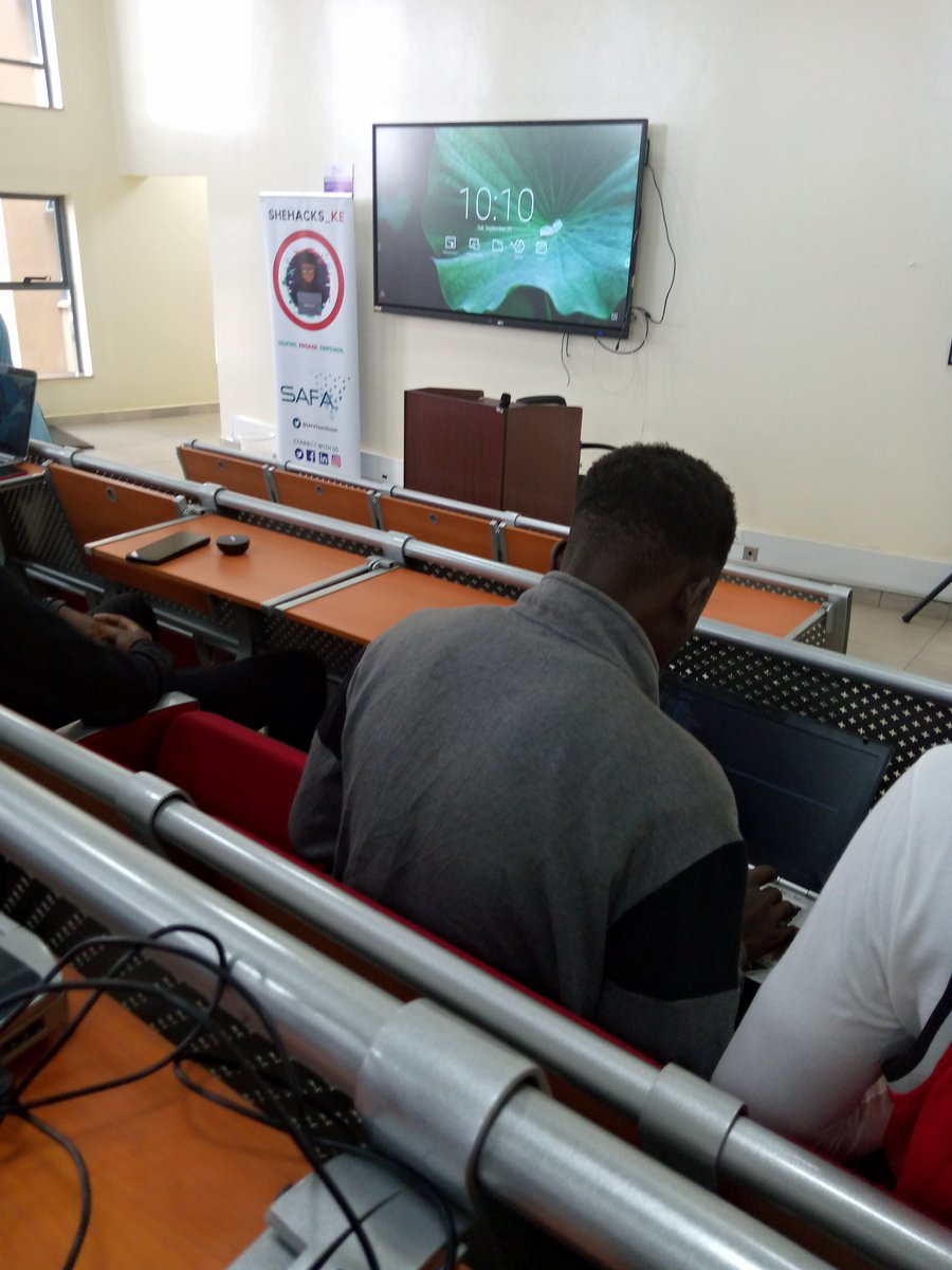 BrigidSang3's tweet photo. Energetic and ready for the second and final day of the @shehacks_ke organized by @shehacks_ke in partnership with @SAFATeamGmbH event at USIU. 
#ShehacksCTF
#CyberSecurity https://t.co/3Bwx5py7ci