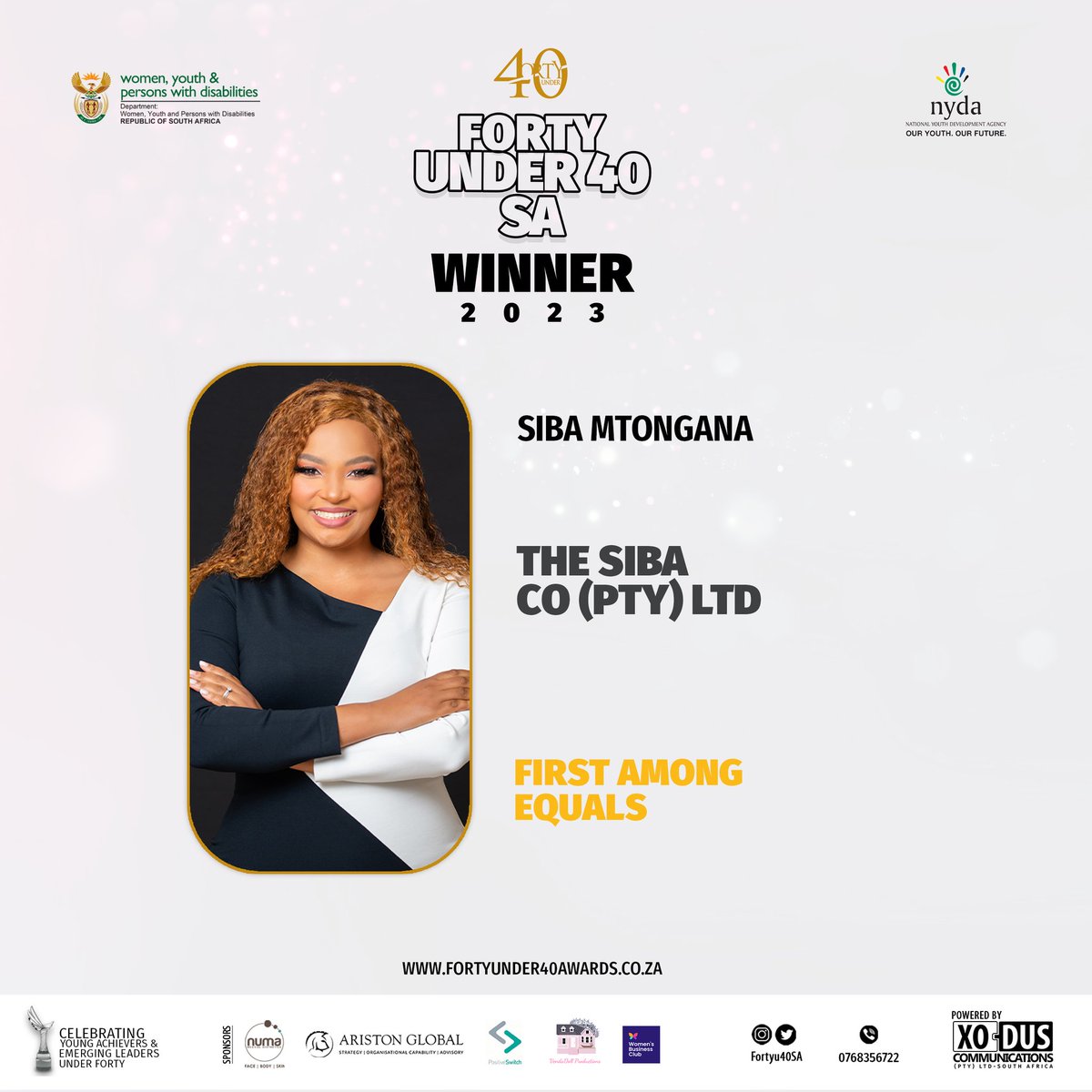 Congratulations First Among Equals Award winner of the Forty Under 40 Awards South Africa 2023 @SibaMtongana The event took place on 9th September 2023 at the Houghton Hotel For more info, visit fortyunder40awards.co.za #FortyUnder40SouthAfrica #spottedunder40