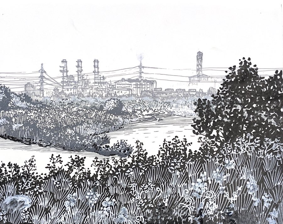 dfmorrill's tweet photo. Power plant in the distance https://t.co/S4sfR3uzEm