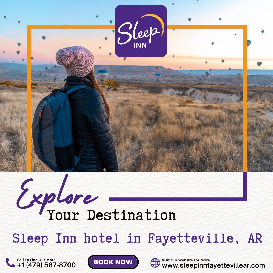 Exploring new places and discovering new things is part of the adventure.
For more details call +1 (479) 587-8700 or visit sleepinnfayettevillear.com
#hospitality #offer #travel #vacation #Fayetteville #Arkansas