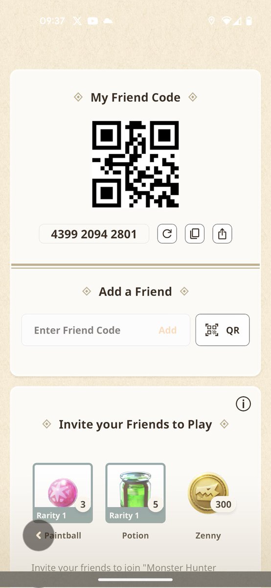 David_stahner's tweet photo. You can use my invitation code and you can add to your friends list if you wish. #MHNOW #MonsterHunterNow https://t.co/ou1jFmr2Tz
