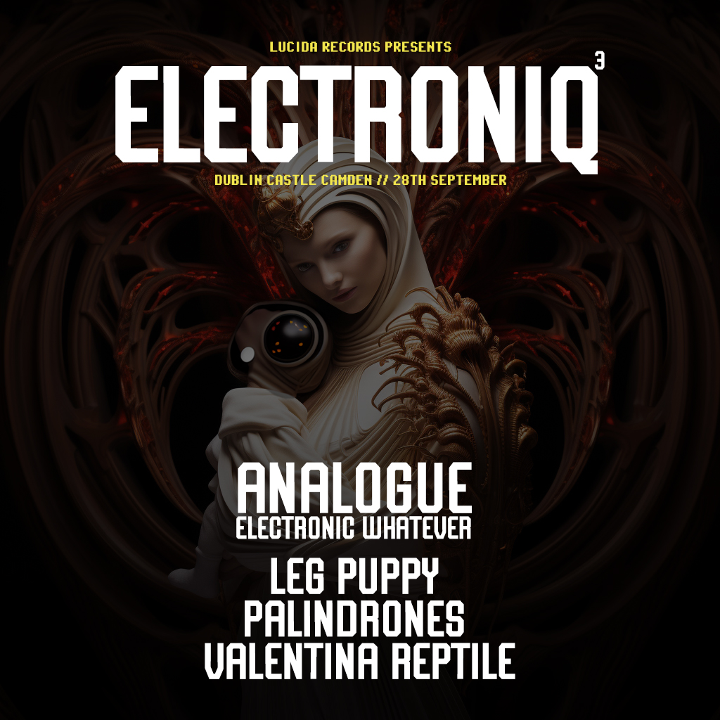 Join @Legpuppymusic @AnalogueEW @Palindrones1 and Valentina Reptile, next Thursday (28th) at @DublinCastle Camden for another great evening of top electronica music.

Expect the unexpected!!

wegottickets.com/event/590859