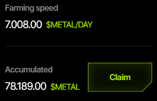 UnderFive1's tweet photo. SEASON17        
本日の予定収益 / Today's Farming       

Division7 / 11 people     
Farming speed - $METAL
7,008 $METAL/DAY     
(x1.7 / +4,126.0 : for staking     

Accumulated     
78,189 $METAL
(利確済/Claimed 140,514 $METAL)  / penalty‐

@drunk_robots

#web3games #nft https://t.co/RH1uMNoeeb