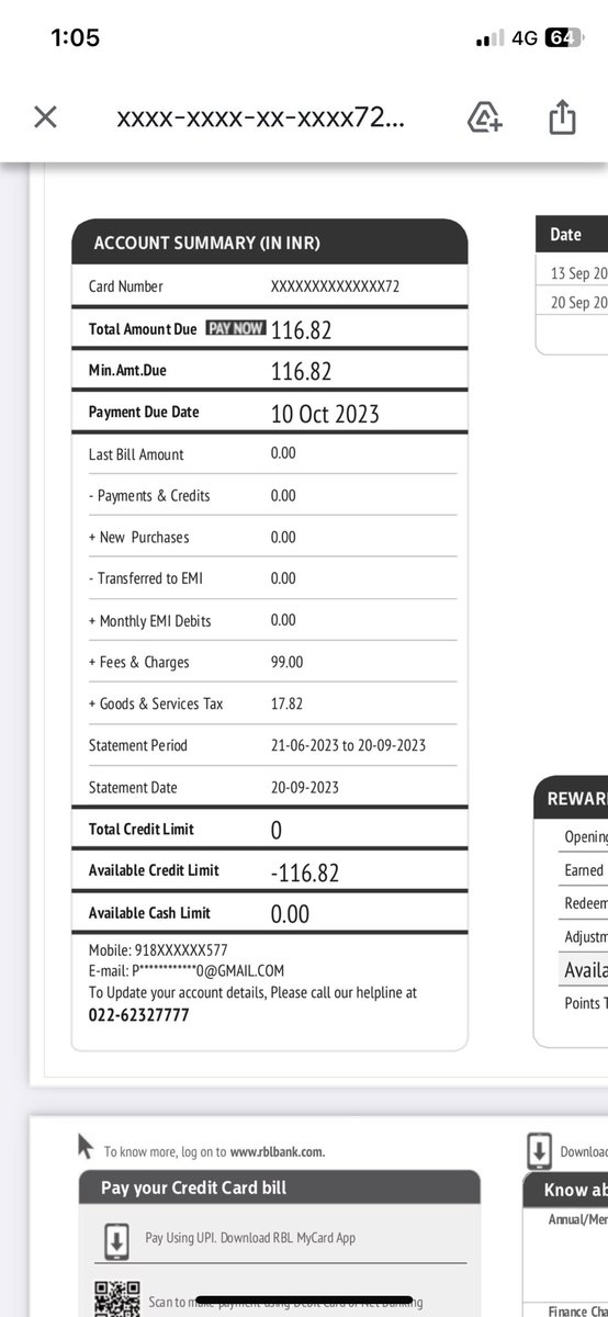 devang18's tweet photo. @RBLBankCares @rblbank I have already give request for closer of credit card and card will be closed but still statement generated and bill Amt is 116.82/- why this ??? Card already closer please clear this and provide NOC for No due on urgent basis https://t.co/VeGI2u19pe