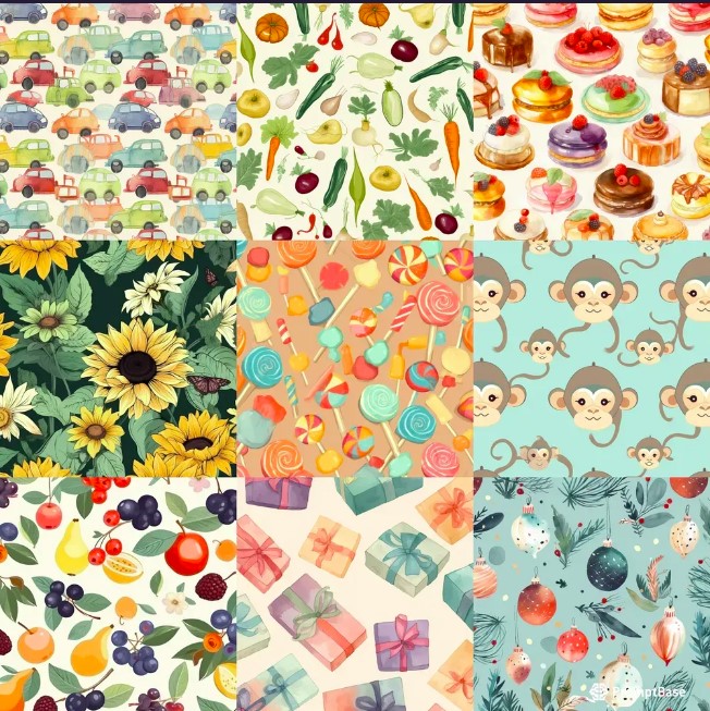 promptaura's tweet photo. Wrapping Paper Pattern Designs at my @promptbase account:
https://t.co/e8pVNrjbPn

#AIArtwork #prompt #promptengineering #midjourney #midjourneyart #AI #promptbase #promptaura #seamless #patterns #illustration #wrappingpaper #present #colorful #creativity #DigitalPatterns #Tile https://t.co/bF2fKu8IUQ