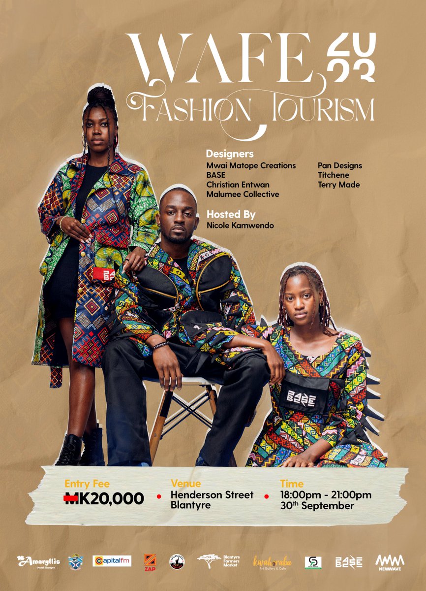 DrJaneAnsahSC's tweet photo. Just a few days to WAFE 23
Have you secured your ticket?
Business people have you booked a stall?
Then what are you waiting for?
@hallowafe
#WAFE23 #FASHIONTOURISM #TOURISMMONTH #BLANTYRE #STREETFASHIONSHOW https://t.co/L6AGADyXLe