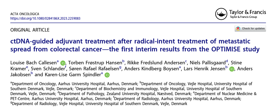 L_Callesen's tweet photo. PUBLISHED in @actaoncol: ctDNA-guided adjuvant treatment after radical-intent treatment of metastatic spread from colorectal cancer—the first interim results from the OPTIMISE study

#ctDNA🧬, #liquidbiopsies🩸, #clinicaltrials 🔬 

https://t.co/lgb1djd67H

@GarmSpindler https://t.co/ydRjPDrJ2i