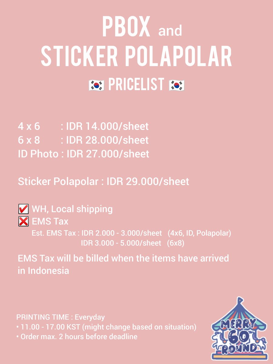 merryGOroundINA's tweet image. 📢 INA NETPRINT SERVICE

Welcome to Indonesia-based Netprint Service 🇰🇷🇯🇵🇹🇼

Check the picture below to see:
- How to order
- Price list and T&amp;amp;C
- Printing time

Order : DM or Line GO
#프박 #프린팅박스 #printingbox #stickerpolapolar #ネップリ #ネットプリント #neppuri #ibon