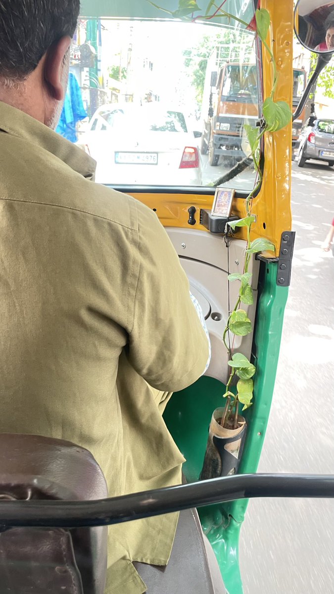 Due to increasing heat Bengaluru Autos keeping plants ☘️🌿🍀. Hats up to you