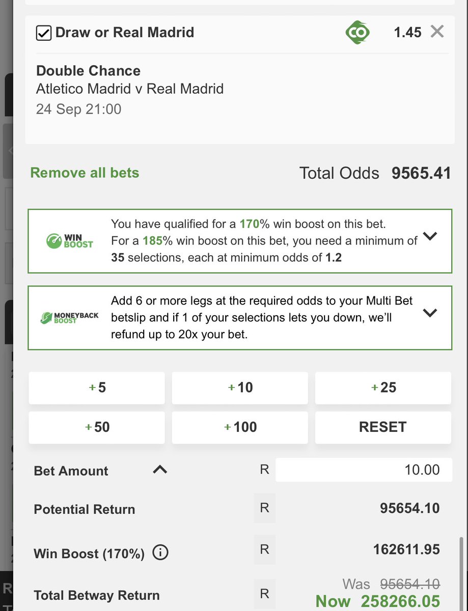 9565 odds cooked by <a href="/BettingFulcrum/">Betway Master</a> 

I WILL SHARE MY TRAINS ON TUESDAY THE 26th of September. WE ALL KNOW HOW MY LAST TRAINS PERFORMED WELL

Make sure you follow <a href="/BettingFulcrum/">Betway Master</a> for more 

The rest of the screenshots are in the comments. 

Code: X581A8E3E betway.co.za/bookabet/X581A…