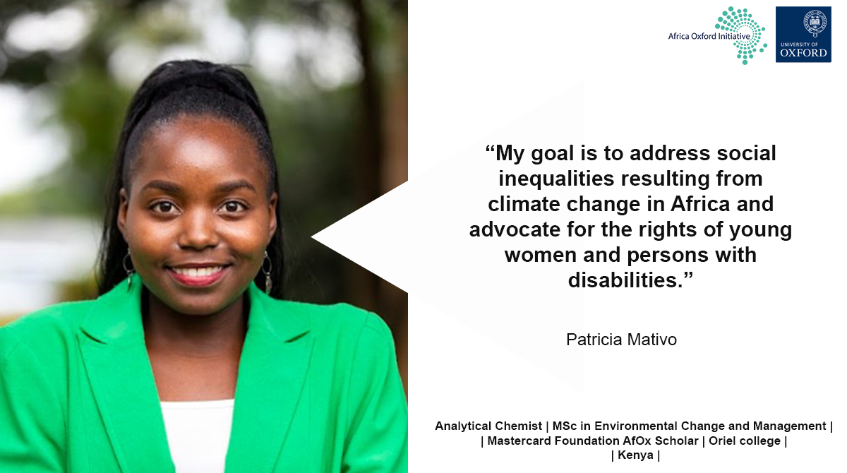 Africa_Oxford's tweet photo. Patricia Mativo will study for an MSc in Environmental Change and Management at @oxfordgeography, @UniofOxford. She is a @MastercardFdn AfOx Scholar and a member of @OrielOxford.

More: https://t.co/4OJL29guLc

@oxsocsci 
#AfOxScholar
#Kenya https://t.co/a1CnTOGF9Y