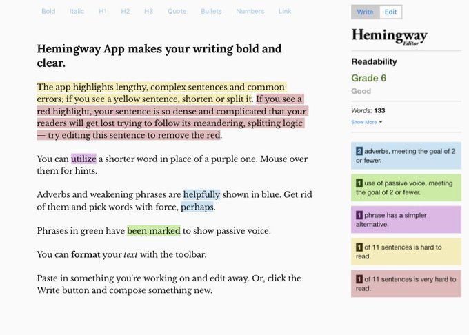 🟠موقع يعدل ويصحح الاخطاء الإملائية.. مفيد لكتابة الايميلات والأبحاث👇
 🔗hemingwayapp.com 
#الدكتوراه 
#الماجستير