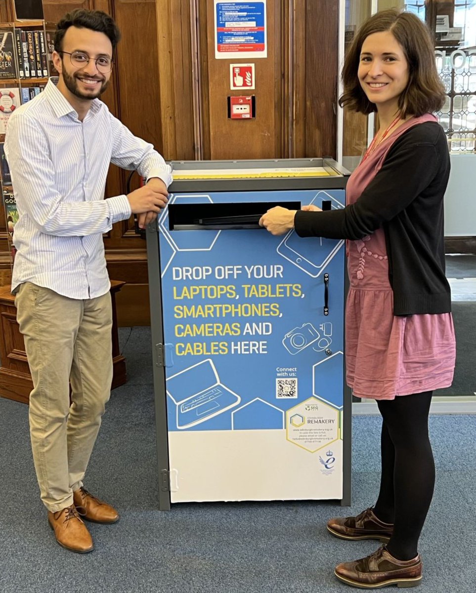 If you have old phones/laptops/tablets you can donate them for a good cause <a href="/edcentrallib/">Central Library</a> to be recycled/reused by <a href="/EdinRemakery/">Edinburgh Remakery</a> -

13 Sept – 16 Oct : Central Library
17 Oct – 20 Nov : Wester Hailes Library
21 Nov – 13 Dec : South East Locality Office

edinburgh.gov.uk/news/article/1…