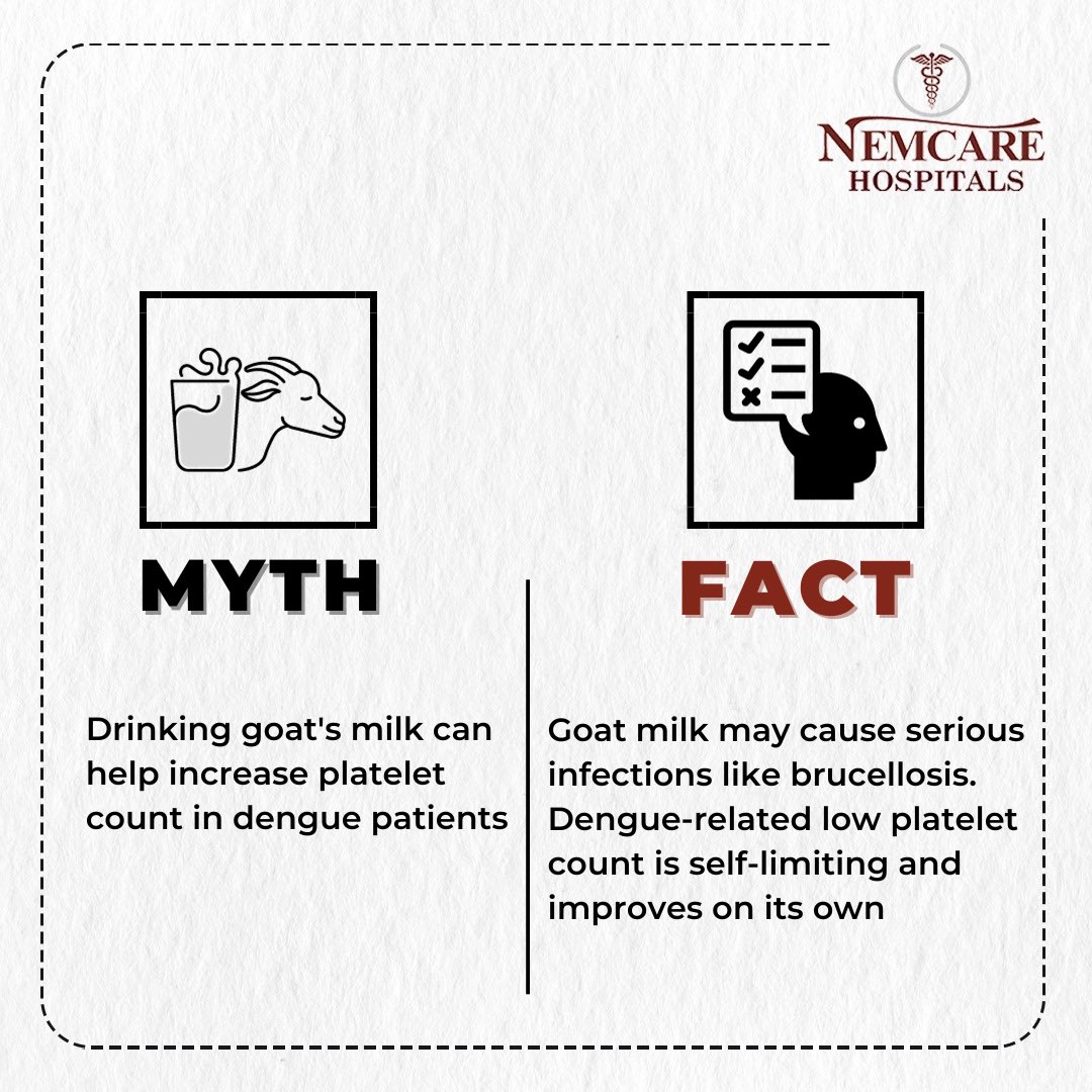 NemcareHospital's tweet photo. "Misconceptions surrounding dengue can put individuals at risk and impede their recovery. It's essential to promote accurate information. Together, we can combat dengue! 🦟

➡️ Follow For More Information 

#BeatDengue #denguefever #mythsvsfacts #healthcare #nemcarehospitals https://t.co/haxU4lylNB