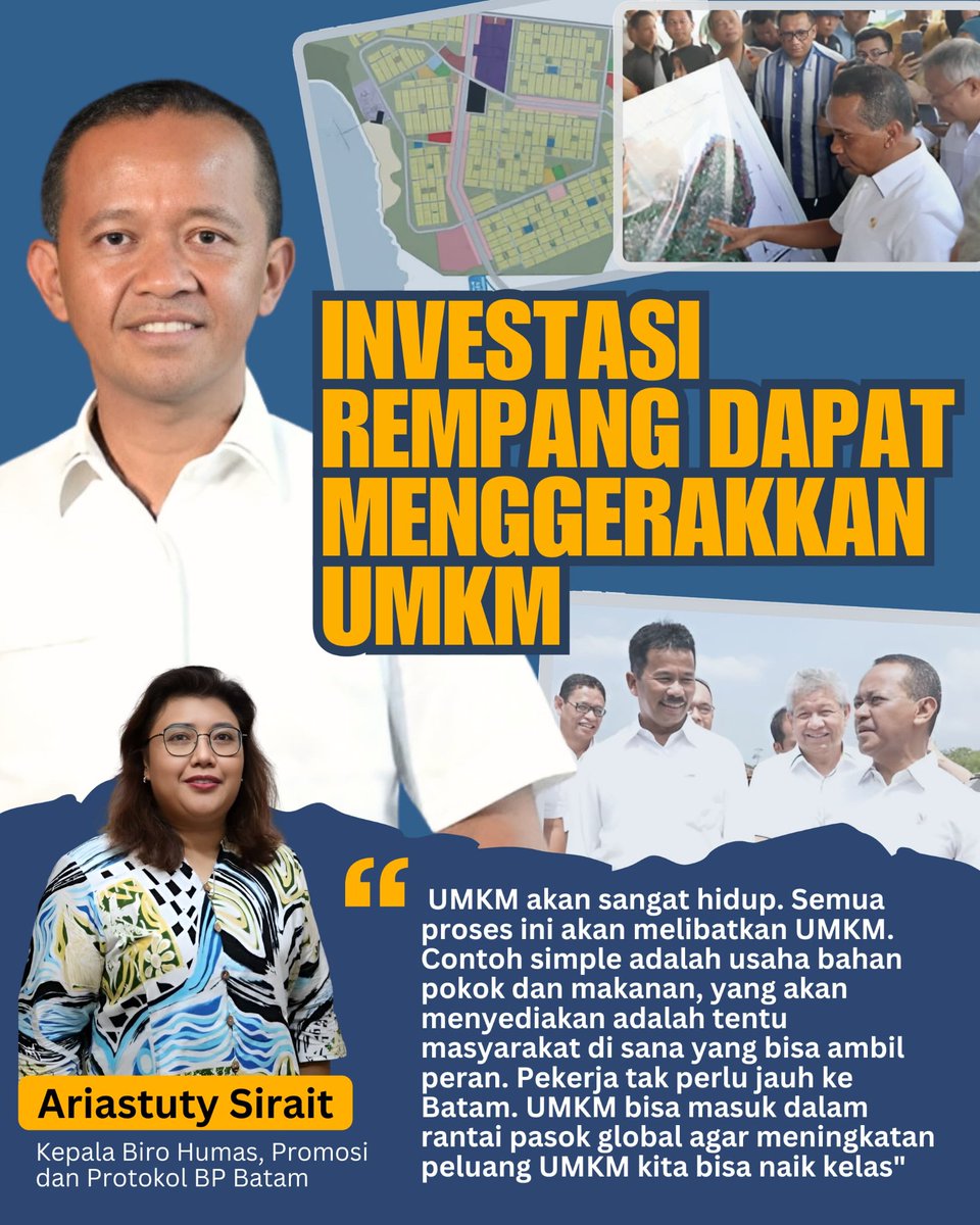 Rempang Eco City mampu menggerakkan UMKM. Wah keren nih pendekatan humanis dari bapak Bahlil. Semoga warganya bisa memanfaatkan kesempatan UMKM nya
#EkonomiBaru