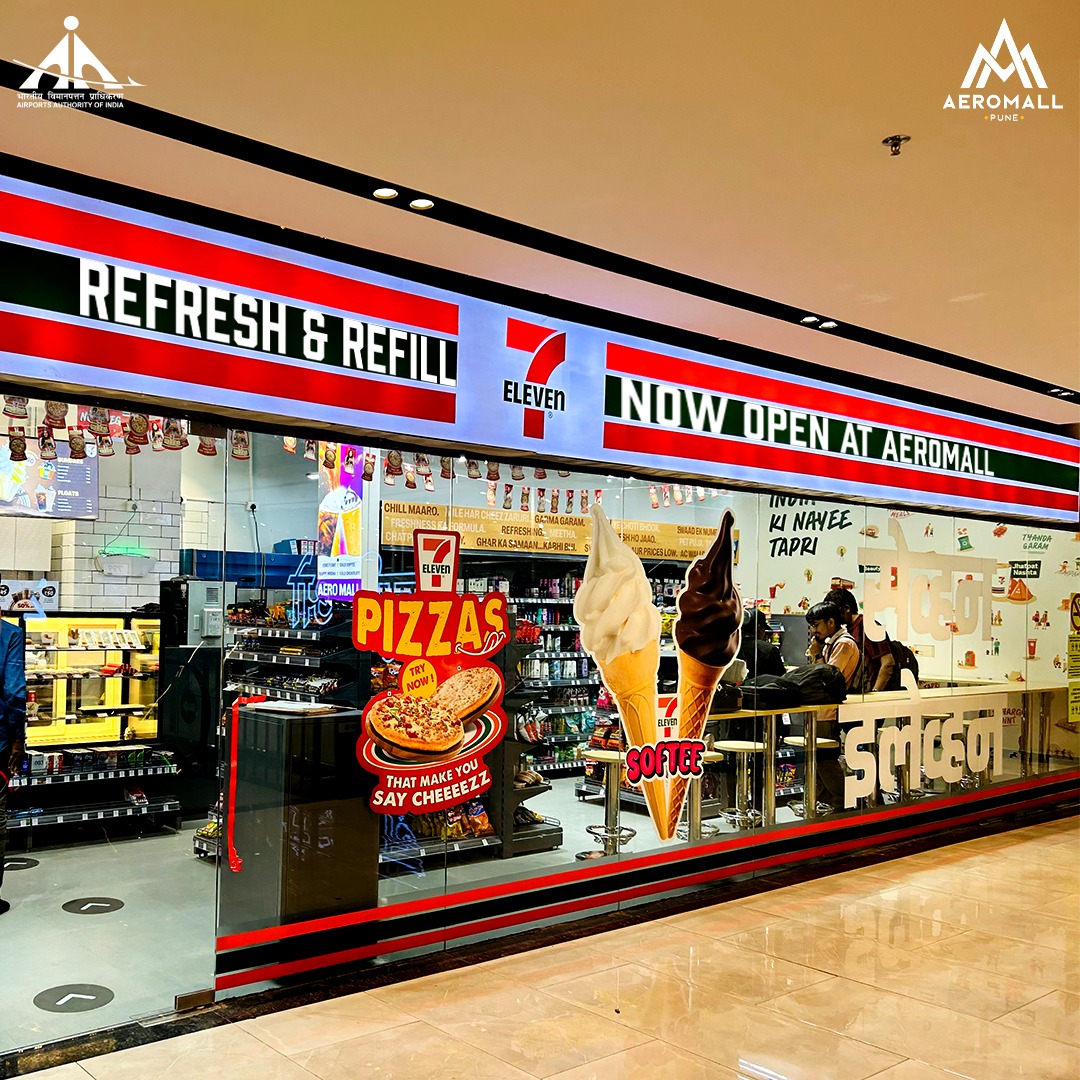 Get ready to satisfy your cravings like never before! Our newest 7-Eleven store is now open at Aeromall.

#seveneleven #grandopening #ShopWithJoy #SavingsDelight #MonsoonCravings #SnackLover #snacklovers #Aeromallpune #puneairportmall #aai #punemalls #airbar