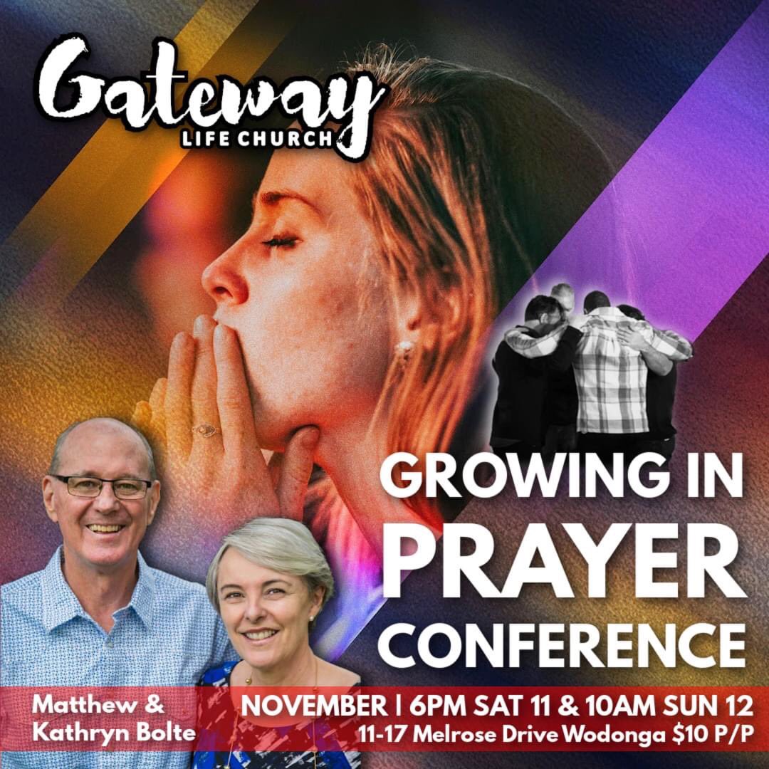 Hi G-Fam 👋😀
SAVE THE DATE! 🙏🙏🙏
“Growing in Prayer Conference”.
With Matthew &amp; Kathryn Bolte.

Matthew &amp; Kathryn travel the nation to train, equip and encourage people of prayer, to advance the Kingdom within their God-given and ordained mission fields. #WeAreGLC