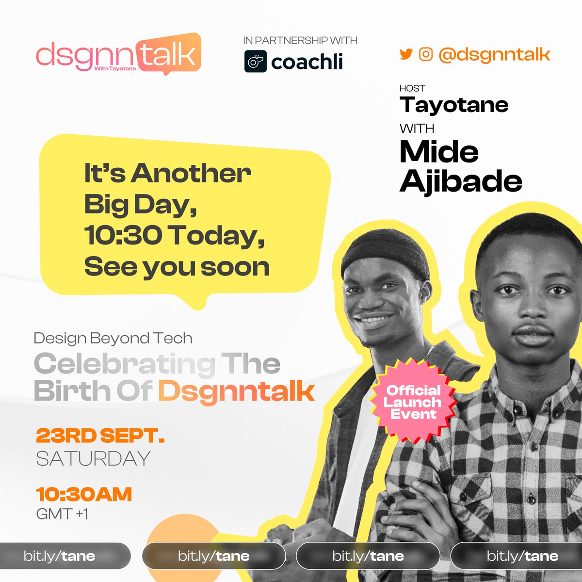 dsgnntalk's tweet photo. Today with @tayotane1 X @mide_ajibade 

Venue: @useCoachli , Link in Bio.

See you soon... https://t.co/5F0k8JDefG