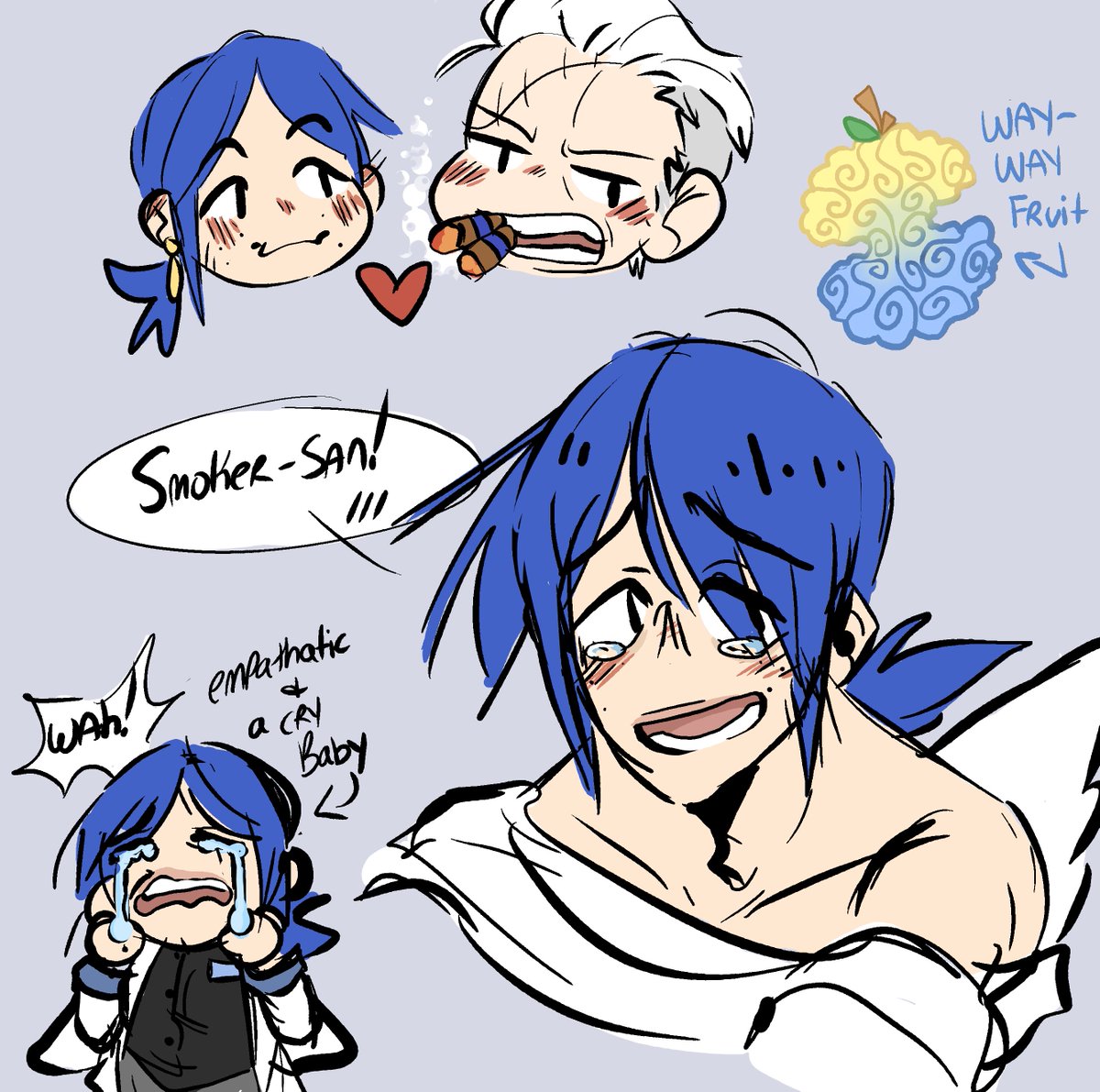 king_voiddd's tweet photo. @mewtides LITERALLY MY SON CHER!! Made him the vice-captain of G5 under Tashigi so he could kiss Smoker ::) 
He's from skypiea too! https://t.co/Z1CnHvAKpM