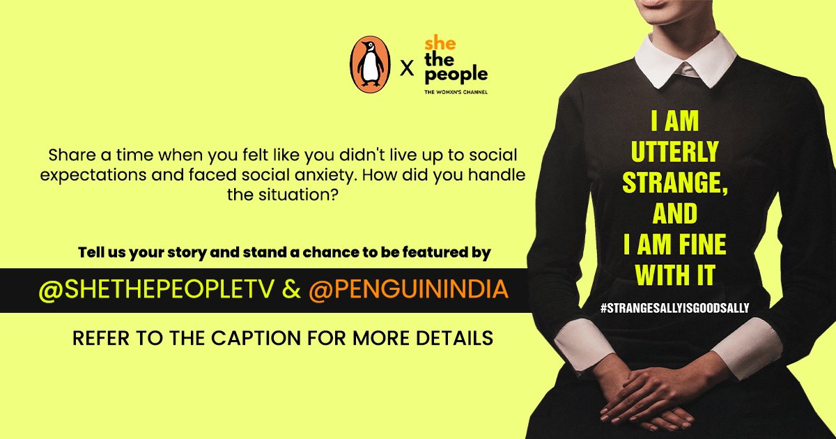 SheThePeople's tweet photo. What it means to be socially healthy is different for different people; there isn’t a one-shoe-fits-all kind of solution. Inspired by @liznugentwriter's  #StrangeSallyDiamond , let’s break the silence together. Share your #SocialAnxietyStories with us at team@shethepeople.tv https://t.co/dePVBElseS
