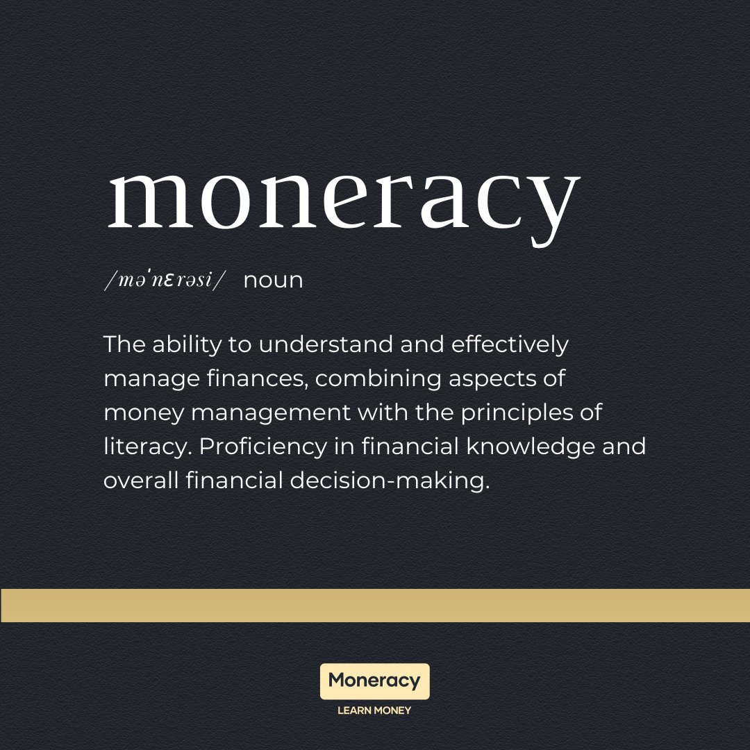 moneracy's tweet photo. What is moneracy? 💵 

The ability to understand and effectively manage finances. Proficiency in financial knowledge and overall financial decision-making. #finance #financialfreedom #financialliteracy #money #moneymanagement  #moneracy https://t.co/yKB2C3IliO