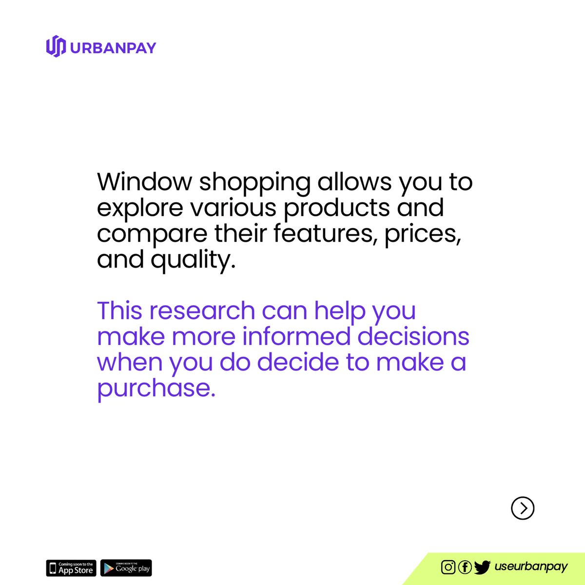 useurbanpay's tweet photo. Here's what you don't know about window shopping.
#shopping #urbanpay #clothing #tips #explore #explorepage #fintech #bankingsolution https://t.co/nRDsYCBhbT