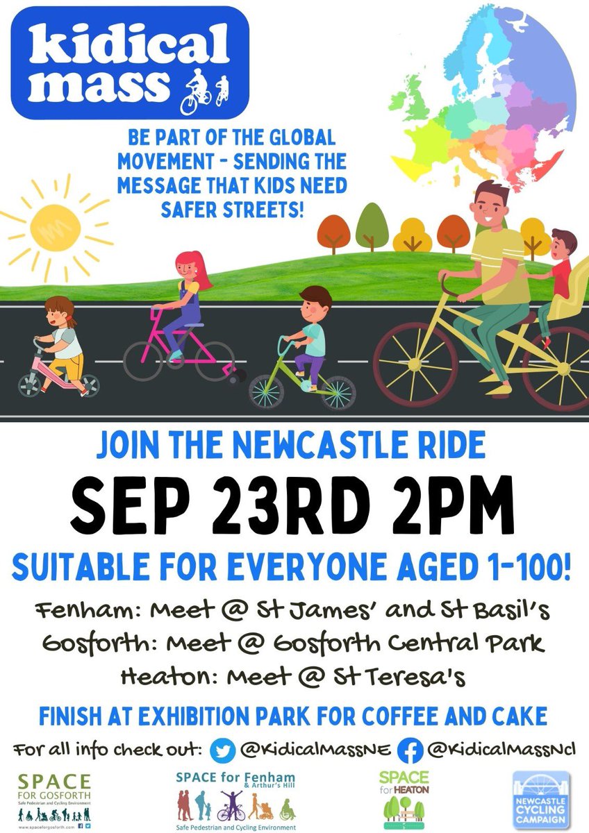 Happening today in Newcastle! Meet at 2pm in Heaton, Gosforth or Fenham and finish at Exhibition Park where there will be cake and time to play.