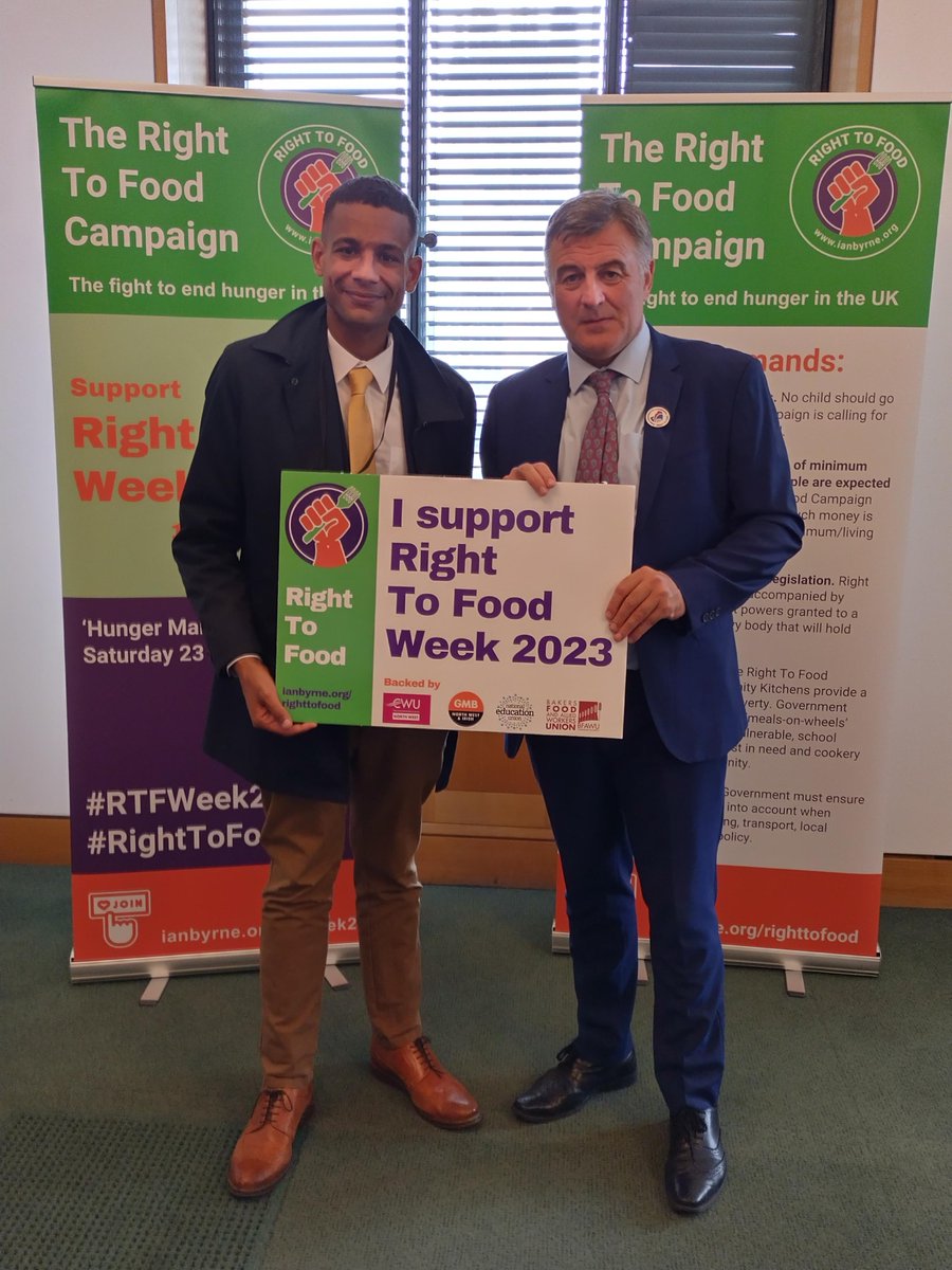 NEUnion's tweet photo. The @NEUnion is proud to support the #RTFWeek2023. Access to food is a human right! Thank you @IanByrne for your dedication to this campaign, and your continued backing of #FreeSchoolMealsForAll https://t.co/iM5jvoiBsX