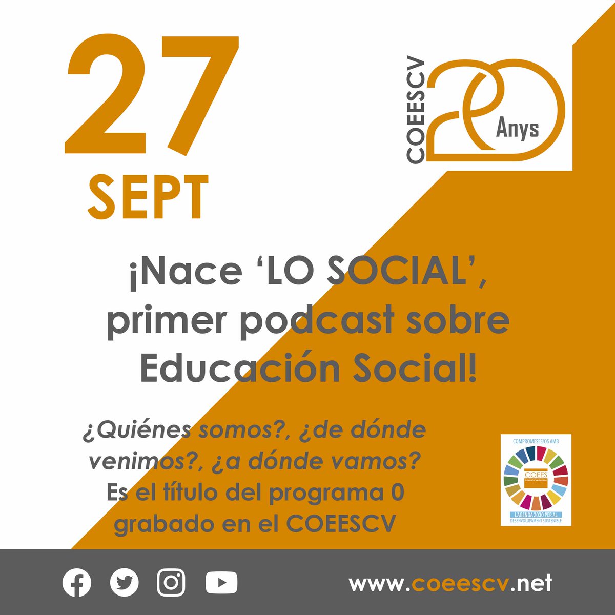 coeescv's tweet photo. 📣 #LOSOCIAL ¡Nace ‘LO SOCIAL’, primer podcast sobre Educación Social!.
¿Quiénes somos?, ¿de dónde venimos?, ¿a dónde vamos?... es el título del programa 0, que se grabó en el COEESCV. ¿Enhorabuena compañeros! https://t.co/tR01IUhArn