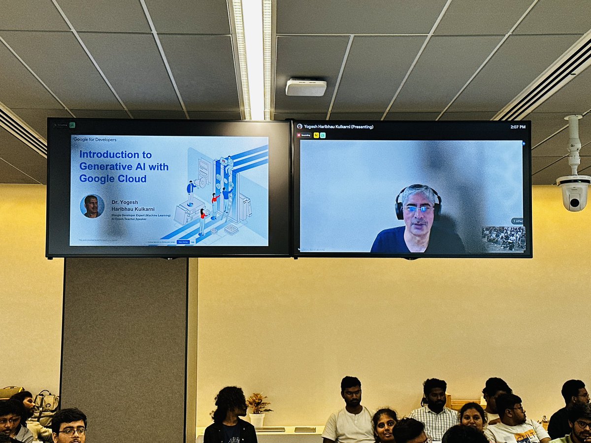 hackthisfall's tweet image. We have Yogesh Kulkarni joining us, who shared his experience around #GenerativeAI and answered the questions that our curious attendees had! 👾
#BuildWithHTF #HTFxGoogleDevLibrary #GoogleDevLibrary 🛠️