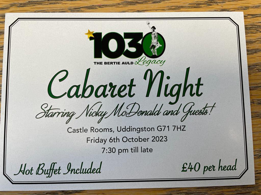 We still have a limited number of tables available for our Cabaret Night on Friday 6th October. 

Please contact John Haughey on john@bme.Scot for further details for a great night of food and entertainment 🎙️