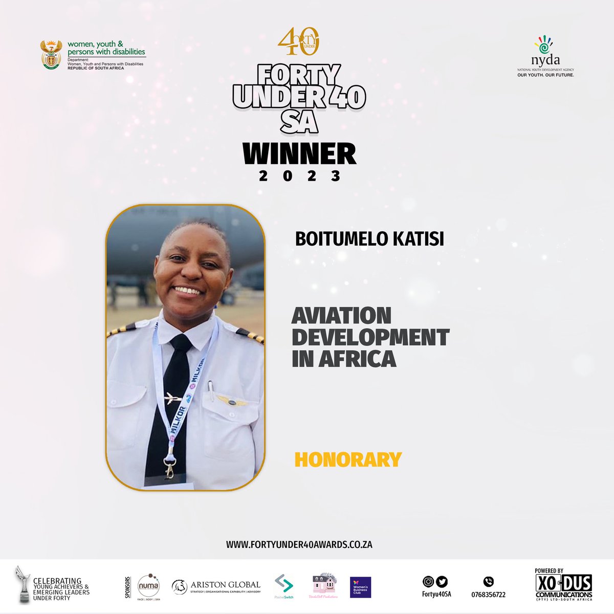 Congratulations to Honorary Award winner of the Forty Under 40 Awards South Africa 2023 The event took place on 9th September 2023 at the Houghton Hotel For more info, visit fortyunder40awards.co.za #FortyUnder40SouthAfrica #spottedunder40