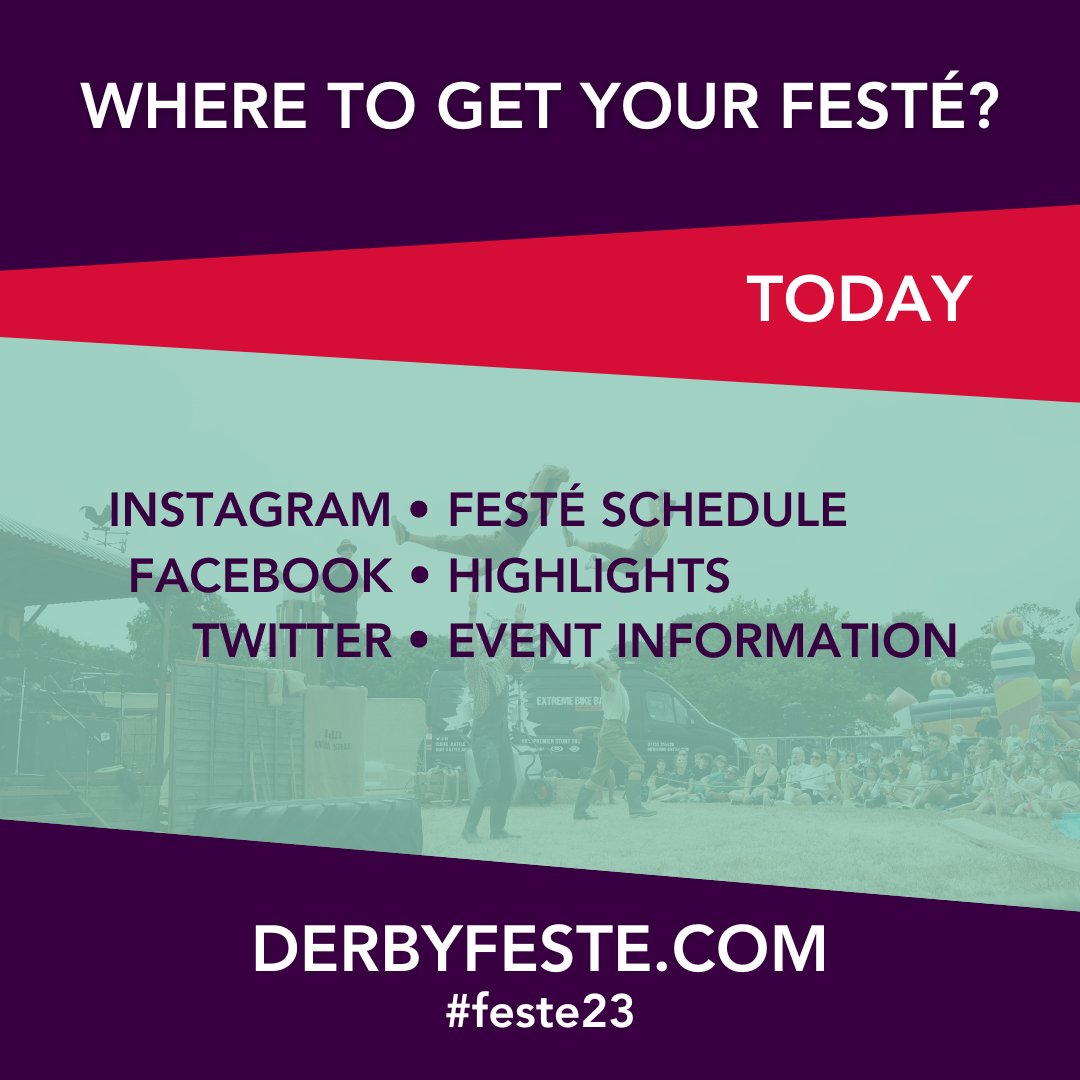 Saturday is here and we're all set for another day of #feste23 On here we will be giving you general event information throughout the day. Go to Instagram for live schedule updates and Facebook for highlights. Enjoy your day and please share your stories with us 🙌🥳