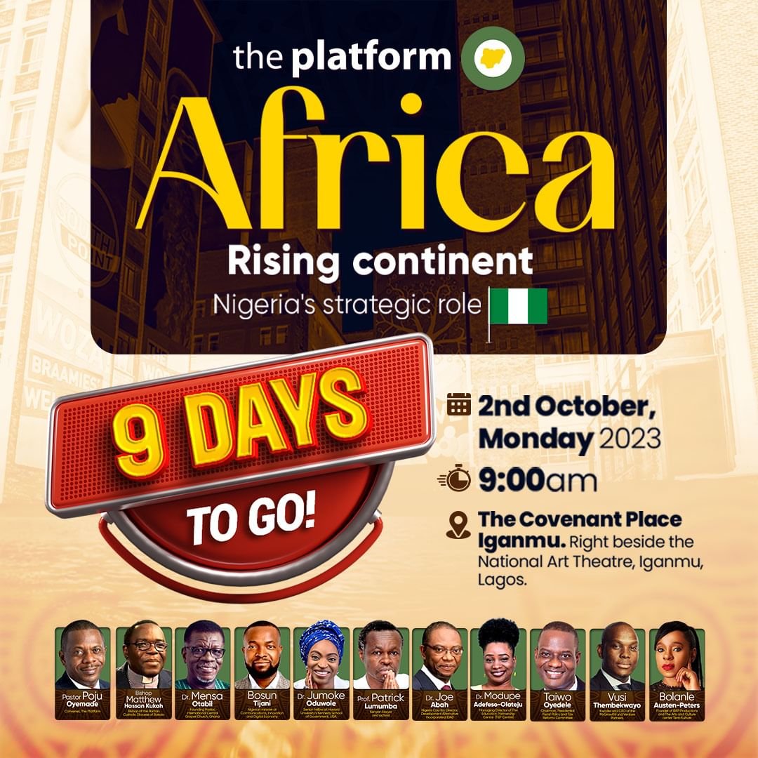 pastorpoju's tweet image. Africa, are you ready??!!

9 Days to Go

"O ma loud gan"

#ThePlatformNG