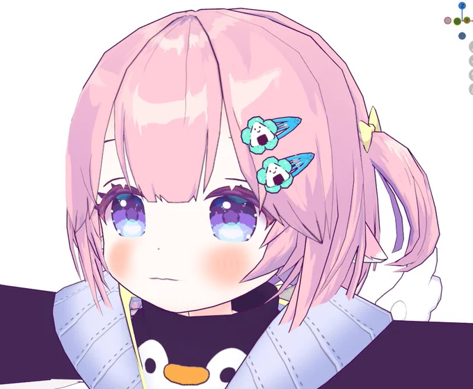 Blenderで0から全身キャラモデリング練習22日目:テクスチャ塗り終わって輪郭線も出せたので、デフォルトの見た目はひとまず完成!次は表情とか作っていく! 