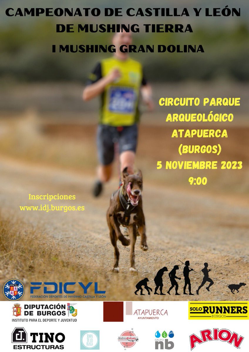 La FDICYL y el Club Solorunners Burgos Evolución, organizan el Cto. de Castilla y León de Mushing Tierra «I Mushing Gran Dolina» el día 5 de Noviembre de 2023, en la localidad de Atapuerca (Burgos).
Más info 👉🏻 fdicyl.es/campeonato-de-…

@rfedinv @Deportesjcyl @afedecyl #teamCYL