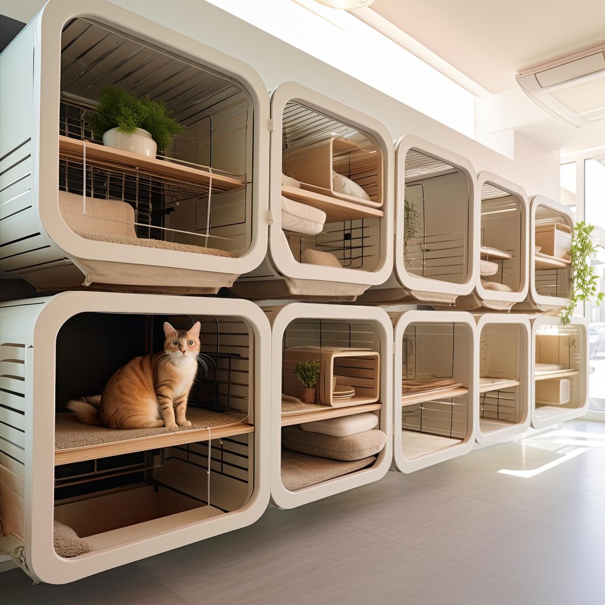 SaveThePaws's tweet image. Concept renders from one of the main cat concourses. I'm working on developing an innovative litterbox system that interlinks in the back. Making everything quiet and automated 😺.

#Caturday #architecture #CatsOfTwitter #AnimalCrossing #AnimalWelfare