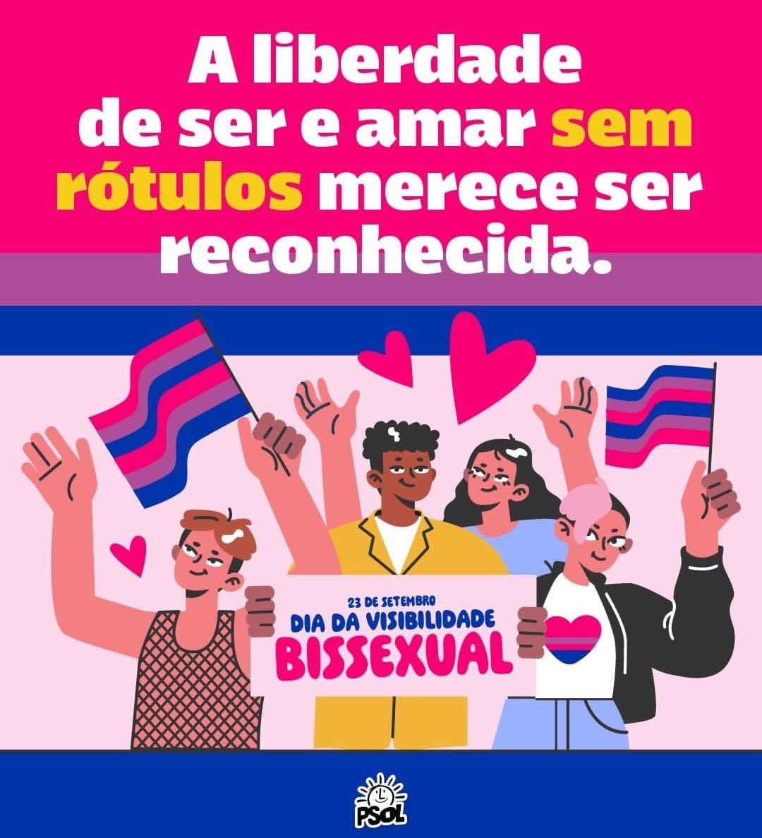 ErikakHilton's tweet image. 🩷💜💙 DIA DA VISIBILIDADE BI 🩷💜💙

Hoje, 23 de Setembro, é celebrado o Dia da Visibilidade Bissexual, data que surgiu da necessidade de evidenciar a existência, e as lutas, dessa população.

Bissexuais não estão confusos, não são pessoas promíscuas, a bissexualidade não é uma…