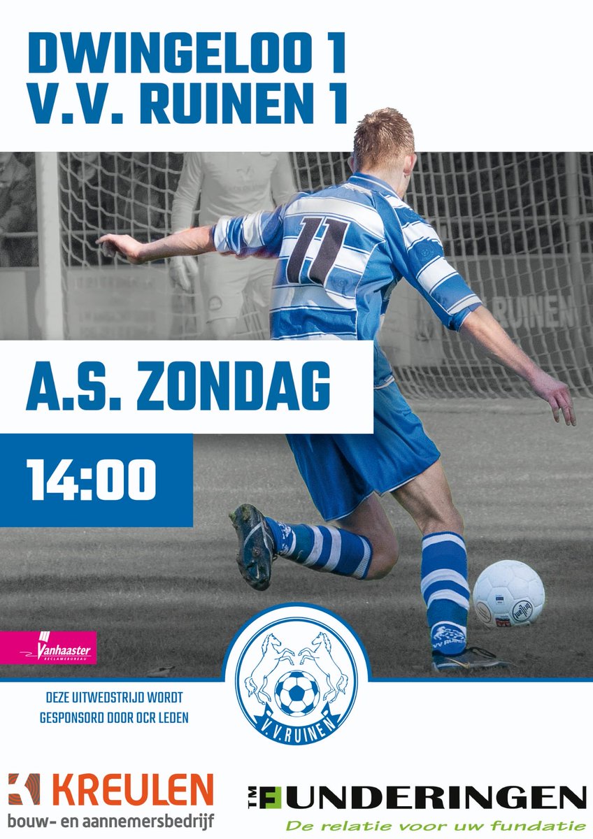 Morgen begint de competitie weer! Er wordt gelijk afgetrapt met een derby uit in Dwingeloo. Tot morgen 💪⚽️
