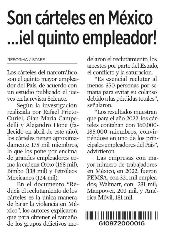 DeniseDresserG's tweet photo. El tema central en la siguiente elección debe ser la inseguridad. Es cada vez más evidente que la militarización no ha funcionado, la política de “abrazos no balazos” no ha funcionado, las becas/apoyos sociales no han funcionado para contener el avance del narcotráfico y del crimen organizado a lo largo del país.  México está en riesgo y las/los candidatos de todos los partidos deben decirnos qué piensan hacer distinto.